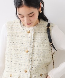 VIS | 【WEB限定】ノーカラーツイードジレ(ベスト)