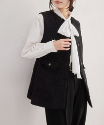 VIS | 【WEB限定】ノーカラーツイードジレ(ベスト)