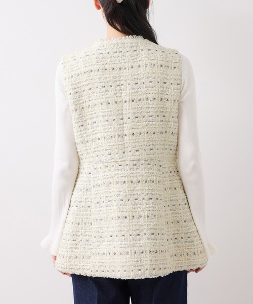 VIS（ビス）の「【WEB限定】ノーカラーツイードジレ（ベスト・レディース・ブラック/オフホワイト・FREE）」の21枚目の写真