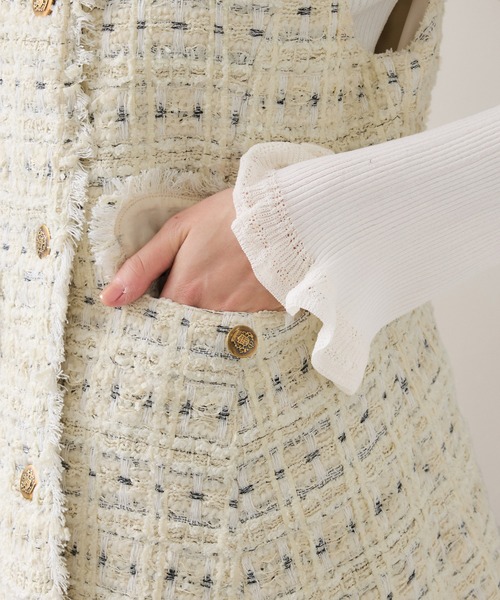 VIS（ビス）の「【WEB限定】ノーカラーツイードジレ（ベスト・レディース・ブラック/オフホワイト・FREE）」の17枚目の写真