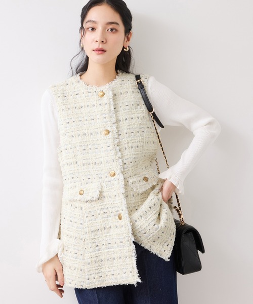 セール】【WEB限定】ノーカラーツイードジレ（ベスト）｜VIS（ビス）の