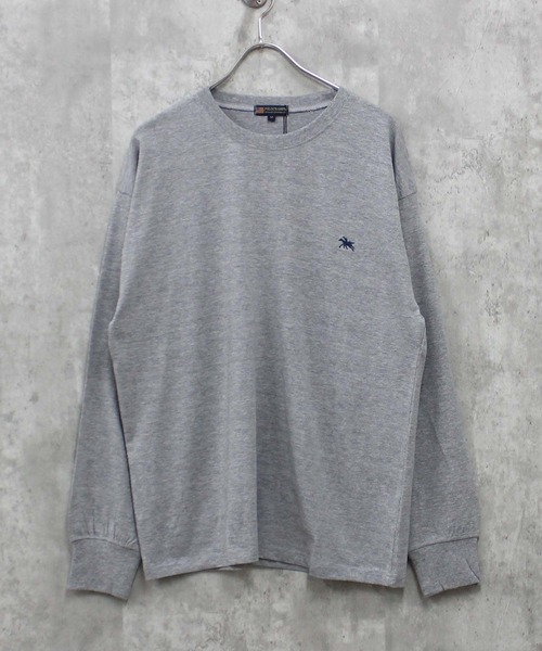POLOCHAMPS(ポロチャンプス)の「【POLOCHAMPS / ポロチャンプス】ワンポイント 刺繍 ロングTシャツ(Tシャツ/カットソー・メンズ・ネイビー/チャコール/オフホワイト/ブラック/ダークグリーン/杢グレー・M/XL/L)」の4枚目の写真