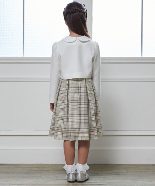 petit main(プティマイン)の「【フォーマル】チェックOP+スカラップJKセット(スーツセット・キッズ・ベージュ・120cm/130cm/110cm)」の3枚目の写真