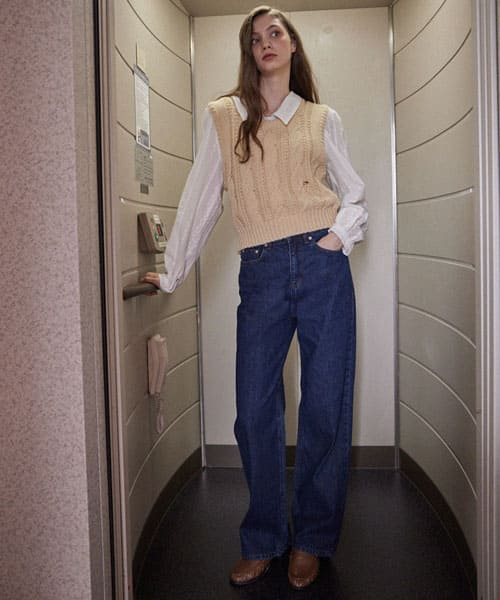 HAINT(ヘイント)の「MILES OVER WIDE PANTS_4COLORS_DARK BLUE(デニムパンツ・レディース・その他・S/L)」の3枚目の写真