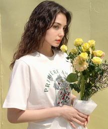 フラワーガーデンハーフスリーブTシャツ - アイボリー