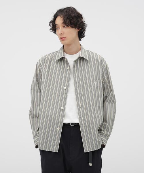 MHL.(エムエイチエル)の「PYJAMA STRIPE COTTON SHIRT(シャツ/ブラウス・メンズ・グレー・LARGE/MEDIUM/SMALL)」の1枚目の写真