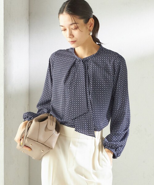 SHIPS(シップス)の「〈手洗い可能〉プリント タイ 長袖 ブラウス(シャツ/ブラウス・レディース・ネイビー/ベージュ系その他/オフホワイト・ONE SIZE)」の13枚目の写真