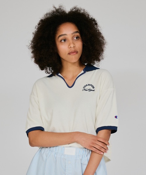 Champion(チャンピオン)の「【Champion/チャンピオン】レディース スキッパーシャツ(シャツ/ブラウス・レディース・ダークブラウン/ダークネイビー/アイボリー系/ライトブルー・LARGE/MEDIUM)」の3枚目の写真