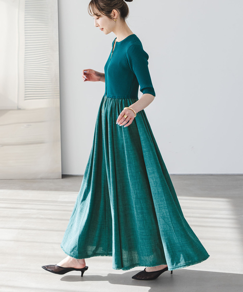 Noble(ノーブル)の「【洗える】フロントジップドッキングワンピース(ワンピース・レディース・チャコールグレー/キャメル/ライトグリーン・36/38)」の3枚目の写真