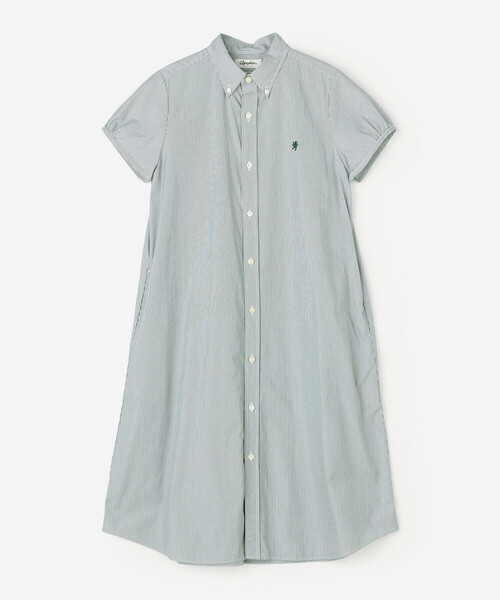 GYMPHLEX（ジムフレックス）の「Gymphlex | コットンストライプ フレンチスリーブシャツワンピース WOMEN（シャツワンピース・レディース・グリーン系その他・14）」の8枚目の写真