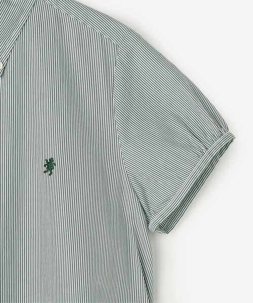 GYMPHLEX（ジムフレックス）の「Gymphlex | コットンストライプ フレンチスリーブシャツワンピース WOMEN（シャツワンピース・レディース・グリーン系その他・14）」の11枚目の写真