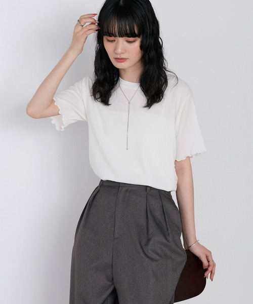 forksy.(フォルクシー)の「【forksy.】楊柳 シャーリング メロートップス / UVカット(Tシャツ/カットソー・レディース・ライトブルー/アイボリー/ブラック/ブラウン/ピンク・FREE)」の13枚目の写真