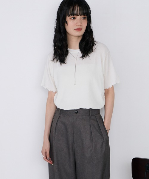 forksy.(フォルクシー)の「【forksy.】楊柳 シャーリング メロートップス / UVカット(Tシャツ/カットソー・レディース・ライトブルー/アイボリー/ブラック/ブラウン/ピンク・FREE)」の14枚目の写真