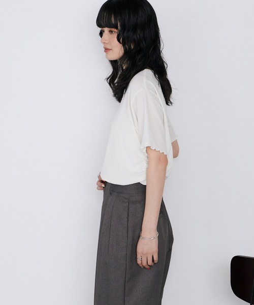 forksy.(フォルクシー)の「【forksy.】楊柳 シャーリング メロートップス / UVカット(Tシャツ/カットソー・レディース・ライトブルー/アイボリー/ブラック/ブラウン/ピンク・FREE)」の15枚目の写真