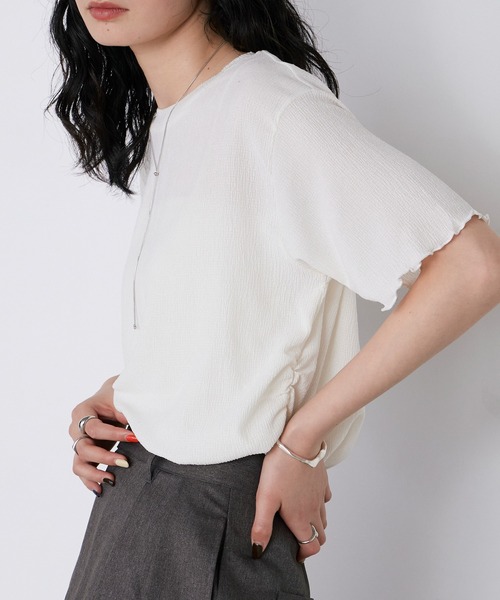 forksy.(フォルクシー)の「【forksy.】楊柳 シャーリング メロートップス / UVカット(Tシャツ/カットソー・レディース・ライトブルー/アイボリー/ブラック/ブラウン/ピンク・FREE)」の17枚目の写真
