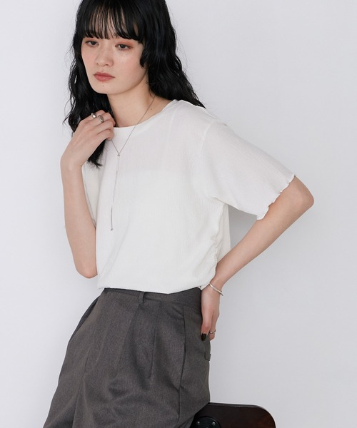 forksy.(フォルクシー)の「【forksy.】楊柳 シャーリング メロートップス / UVカット(Tシャツ/カットソー・レディース・ライトブルー/アイボリー/ブラック/ブラウン/ピンク・FREE)」の18枚目の写真