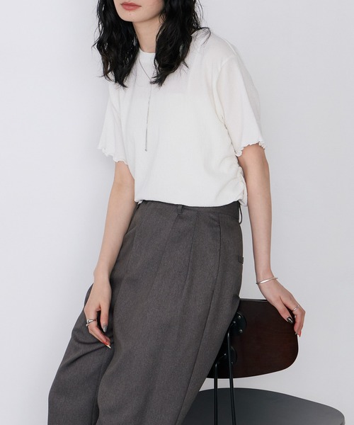 forksy.(フォルクシー)の「【forksy.】楊柳 シャーリング メロートップス / UVカット(Tシャツ/カットソー・レディース・ライトブルー/アイボリー/ブラック/ブラウン/ピンク・FREE)」の22枚目の写真