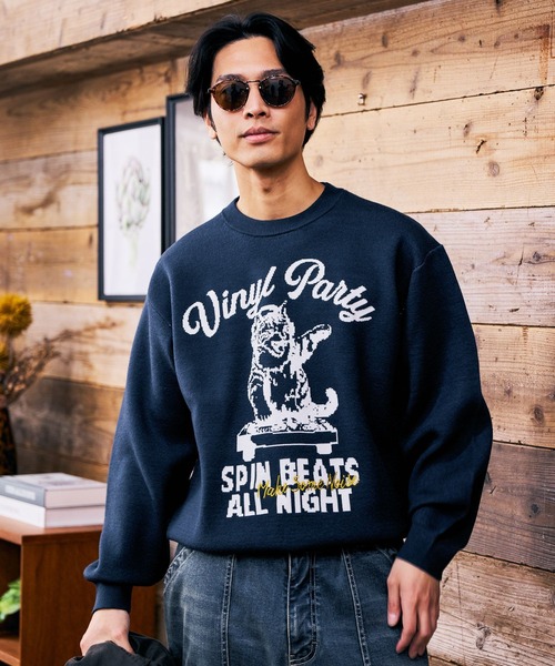 BAYFLOW（ベイフロー）の「アニマルジャガードニットプルオーバー（ニット/セーター・メンズ・ネイビー/イエロー/グリーン・LARGE/MEDIUM）」の11枚目の写真