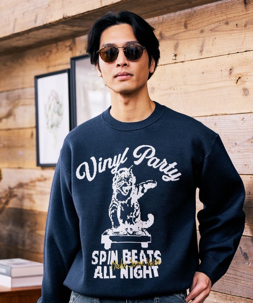 BAYFLOW（ベイフロー）の「アニマルジャガードニットプルオーバー（ニット/セーター・メンズ・ネイビー/イエロー/グリーン・LARGE/MEDIUM）」の12枚目の写真