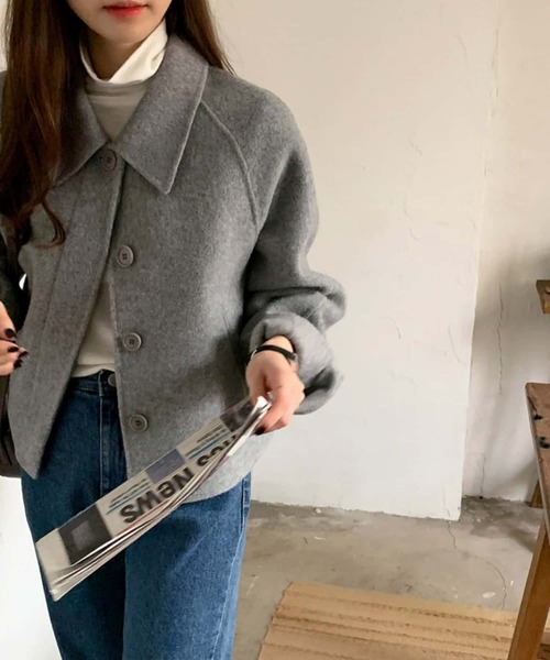 MAISON DE THERESE（メゾン ド テレーズ）の「ニットメルトン テーラードジャケット/コート（テーラードジャケット・レディース・グレー/チャコールグレー/ブラック/ベージュ・FREE）」の21枚目の写真