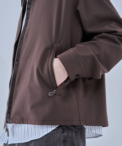 EDIFICE（エディフィス）の「LEATHER-TRIMMED シャツ ジャケット（その他アウター・メンズ・ベージュ/ブラック/カーキ・MEDIUM/LARGE）」の20枚目の写真