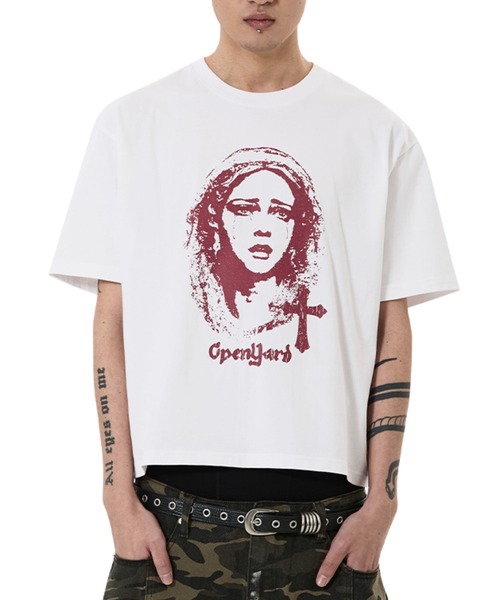 OY(オーワイ)の「『OY/オーワイ』TEARS OF DIVINE TEE/ティアーズオブディヴァインTシャツ(Tシャツ/カットソー・メンズ・ホワイト/ブラック・L/M/S)」の1枚目の写真