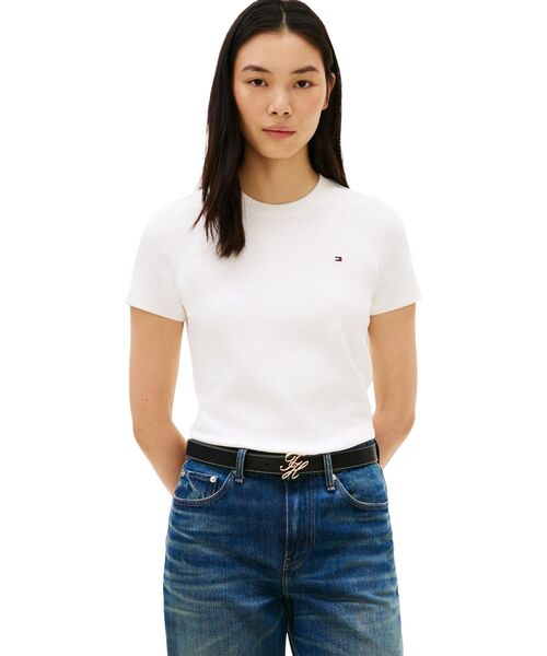 TOMMY HILFIGER（トミーヒルフィガー）の「インターロッククルーネックショートスリーブTシャツ（Tシャツ/カットソー・レディース・ホワイト/マルチ・MEDIUM/SMALL/X-SMALL/LARGE）」の2枚目の写真