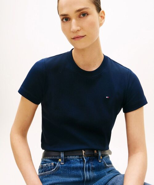 TOMMY HILFIGER（トミーヒルフィガー）の「インターロッククルーネックショートスリーブTシャツ（Tシャツ/カットソー・レディース・ホワイト/マルチ・MEDIUM/SMALL/X-SMALL/LARGE）」の3枚目の写真