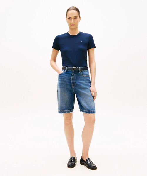 TOMMY HILFIGER（トミーヒルフィガー）の「インターロッククルーネックショートスリーブTシャツ（Tシャツ/カットソー・レディース・ホワイト/マルチ・MEDIUM/SMALL/X-SMALL/LARGE）」の4枚目の写真