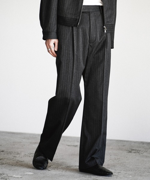 WYM LIDNM(�E�B�� �o�C ���h��)��TECH WOOL GABARDINE STRAIGHT SLACKS �ySET-UP�z(�X���b�N�X)