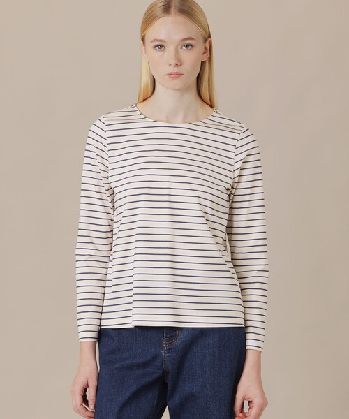 MACKINTOSH LONDON(マッキントッシュ ロンドン)の「【The Essential Collection】プレーティング天竺ボーダープルオーバー(Tシャツ/カットソー・レディース・ダークネイビー/ブルー・40/38)」の1枚目の写真