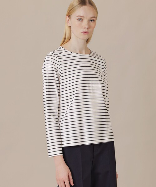 MACKINTOSH LONDON(マッキントッシュ ロンドン)の「【The Essential Collection】プレーティング天竺ボーダープルオーバー(Tシャツ/カットソー・レディース・ダークネイビー/ブルー・40/38)」の2枚目の写真