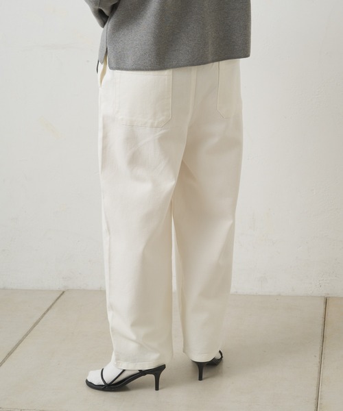 PUAL CE CIN(ピュアルセシン)の「ツータックデニムイージーパンツ(デニムパンツ・レディース・オフホワイト/ブルー/インディゴブルー・FREE)」の6枚目の写真