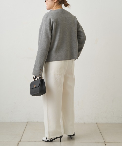 PUAL CE CIN(ピュアルセシン)の「ツータックデニムイージーパンツ(デニムパンツ・レディース・オフホワイト/ブルー/インディゴブルー・FREE)」の8枚目の写真