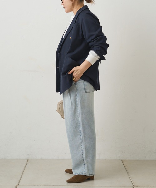 PUAL CE CIN(ピュアルセシン)の「ツータックデニムイージーパンツ(デニムパンツ・レディース・オフホワイト/ブルー/インディゴブルー・FREE)」の14枚目の写真