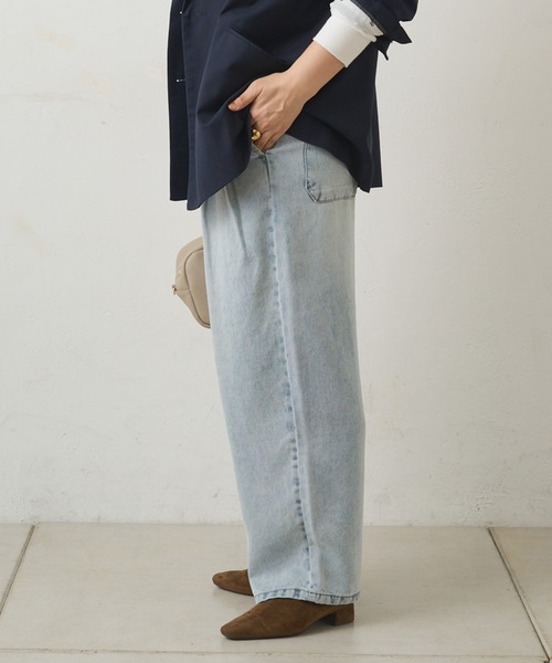 PUAL CE CIN(ピュアルセシン)の「ツータックデニムイージーパンツ(デニムパンツ・レディース・オフホワイト/ブルー/インディゴブルー・FREE)」の11枚目の写真