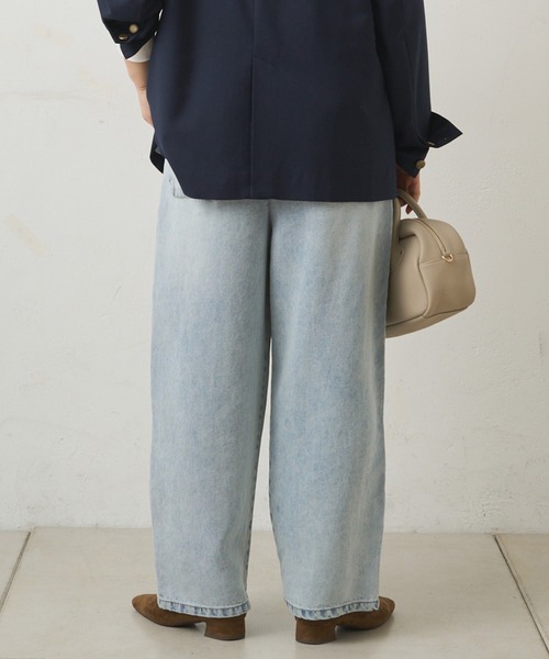 PUAL CE CIN(ピュアルセシン)の「ツータックデニムイージーパンツ(デニムパンツ・レディース・オフホワイト/ブルー/インディゴブルー・FREE)」の12枚目の写真