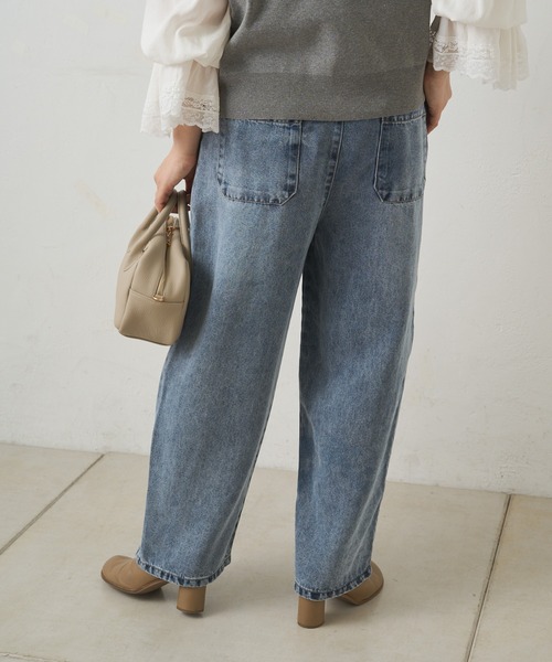 PUAL CE CIN(ピュアルセシン)の「ツータックデニムイージーパンツ(デニムパンツ・レディース・オフホワイト/ブルー/インディゴブルー・FREE)」の18枚目の写真