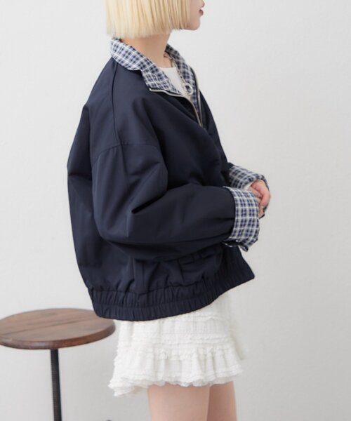 w closet（ダブルクローゼット）の「フリルポケットブルゾン（ブルゾン・レディース・ピンク/ネイビー・FREE）」の5枚目の写真