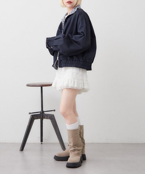 w closet（ダブルクローゼット）の「フリルポケットブルゾン（ブルゾン・レディース・ピンク/ネイビー・FREE）」の12枚目の写真