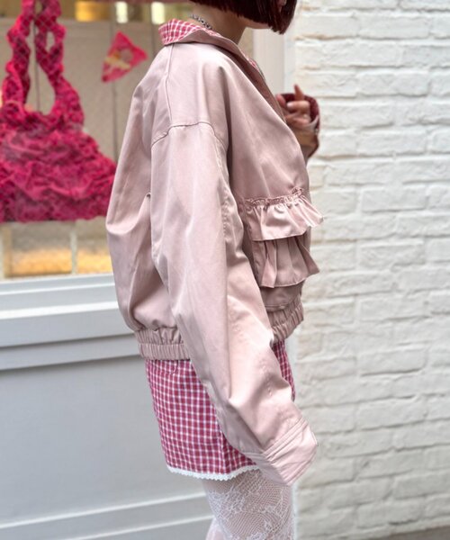 w closet（ダブルクローゼット）の「フリルポケットブルゾン（ブルゾン・レディース・ピンク/ネイビー・FREE）」の16枚目の写真