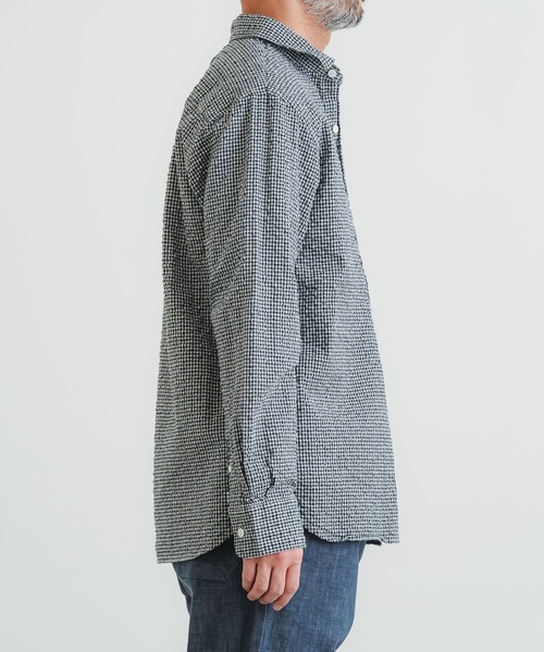 quadro（クオドロ）の「オーガニックドビーサッカーギンガムシャツ（シャツ/ブラウス・メンズ・ブルー/キナリ・LARGE/MEDIUM）」の11枚目の写真