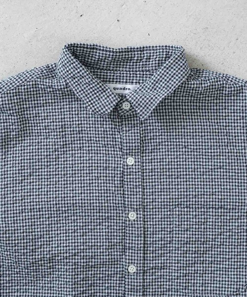 quadro（クオドロ）の「オーガニックドビーサッカーギンガムシャツ（シャツ/ブラウス・メンズ・ブルー/キナリ・LARGE/MEDIUM）」の14枚目の写真