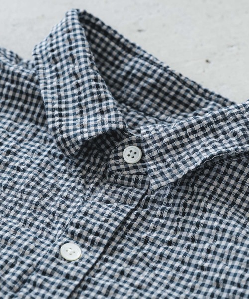 quadro（クオドロ）の「オーガニックドビーサッカーギンガムシャツ（シャツ/ブラウス・メンズ・ブルー/キナリ・LARGE/MEDIUM）」の16枚目の写真