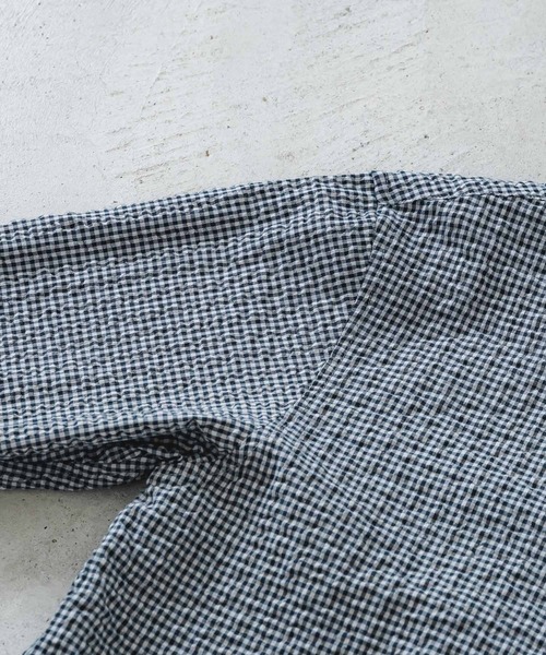 quadro（クオドロ）の「オーガニックドビーサッカーギンガムシャツ（シャツ/ブラウス・メンズ・ブルー/キナリ・LARGE/MEDIUM）」の19枚目の写真