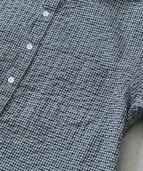 quadro（クオドロ）の「オーガニックドビーサッカーギンガムシャツ（シャツ/ブラウス・メンズ・ブルー/キナリ・LARGE/MEDIUM）」の18枚目の写真