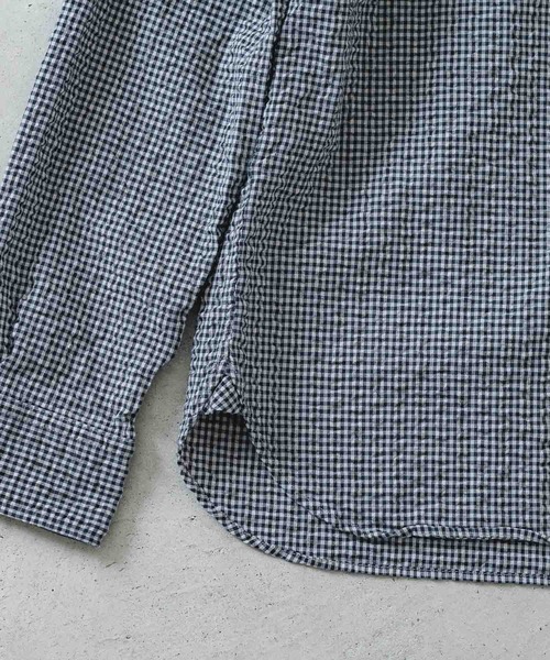 quadro（クオドロ）の「オーガニックドビーサッカーギンガムシャツ（シャツ/ブラウス・メンズ・ブルー/キナリ・LARGE/MEDIUM）」の20枚目の写真
