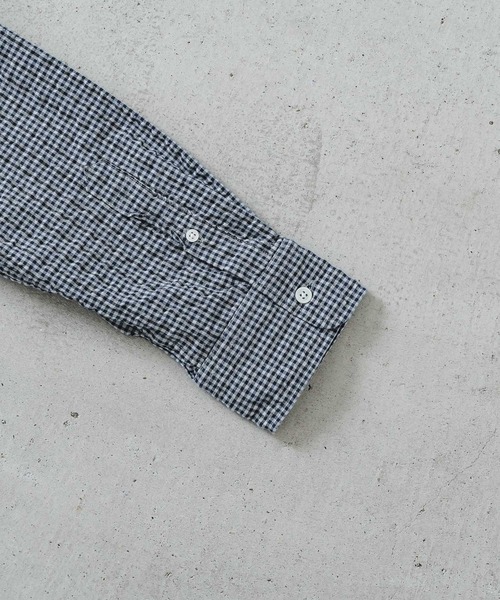 quadro（クオドロ）の「オーガニックドビーサッカーギンガムシャツ（シャツ/ブラウス・メンズ・ブルー/キナリ・LARGE/MEDIUM）」の3枚目の写真