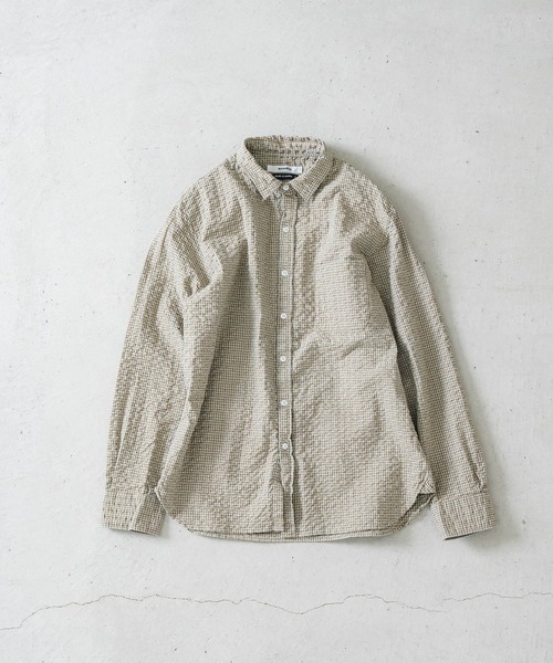 quadro（クオドロ）の「オーガニックドビーサッカーギンガムシャツ（シャツ/ブラウス・メンズ・ブルー/キナリ・LARGE/MEDIUM）」の13枚目の写真