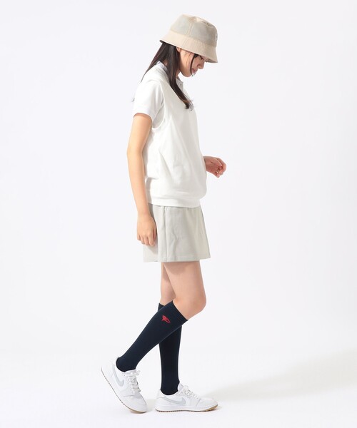 BEAMS GOLF(ビームスゴルフ)の「ORANGE LABEL / リネンライク ストレッチ ラップキュロット(スカート・レディース・ベージュ/ネイビー・SMALL/MEDIUM/LARGE)」の4枚目の写真
